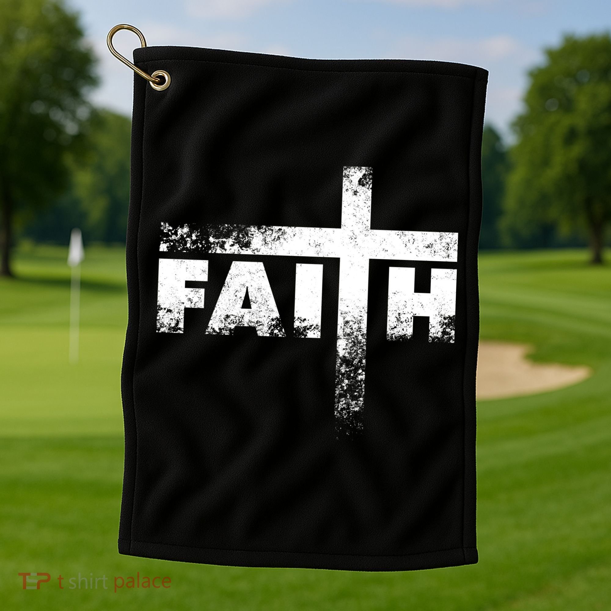Distressed Faith Cross  Golf Towel