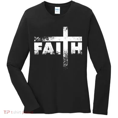 Distressed Faith Cross  Women's Long Sleeve Shirt
