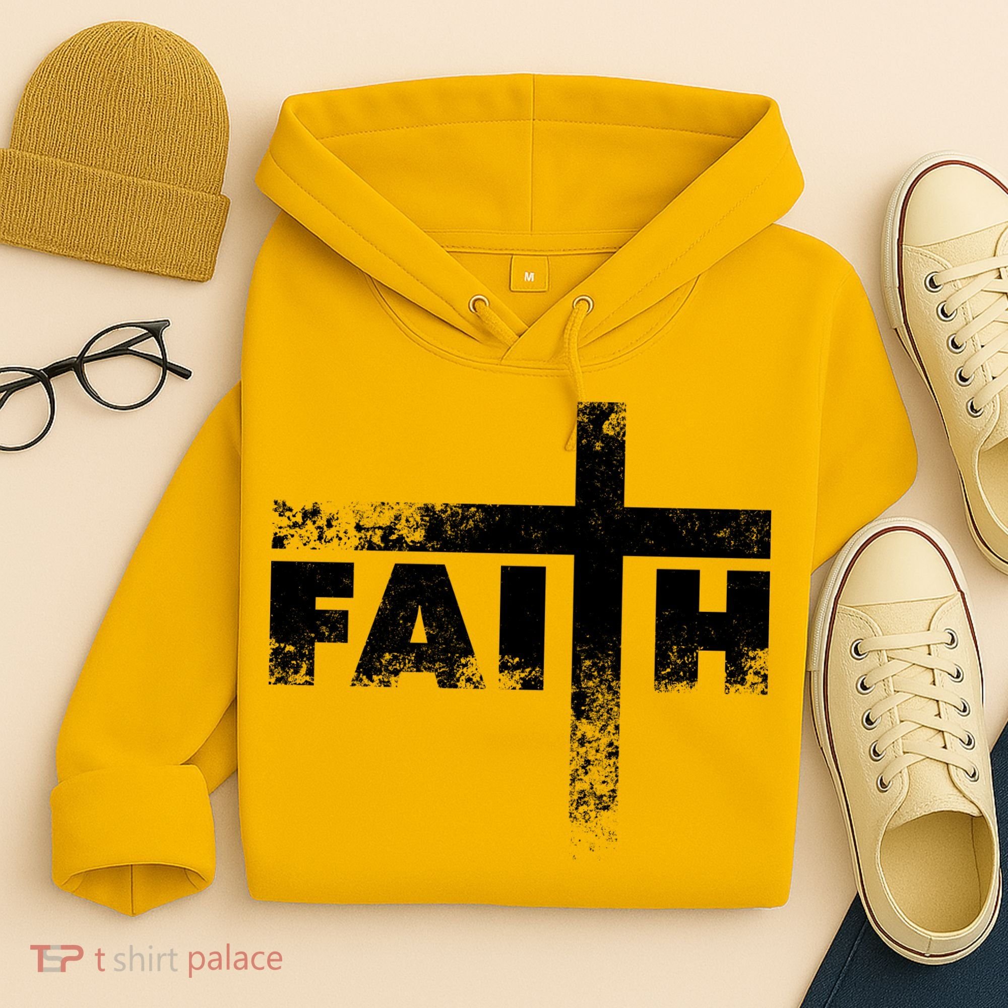 Distressed Faith Cross  Hoodie