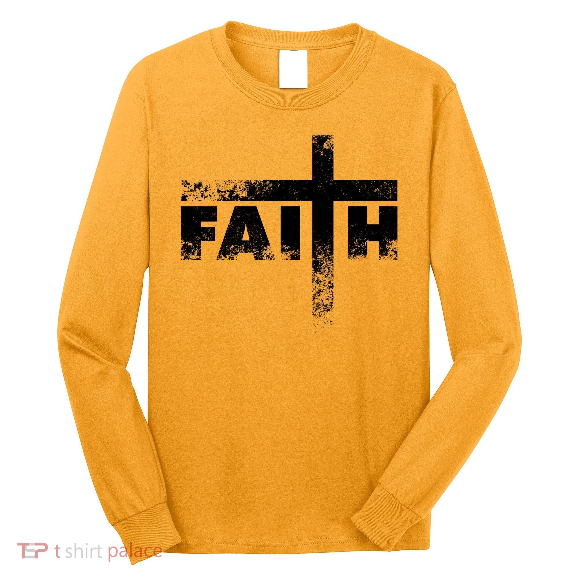 Distressed Faith Cross  Long Sleeve Shirt