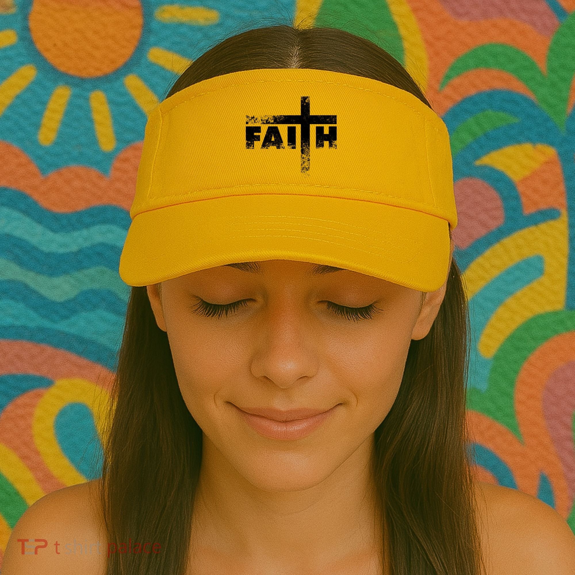 Distressed Faith Cross  Visor
