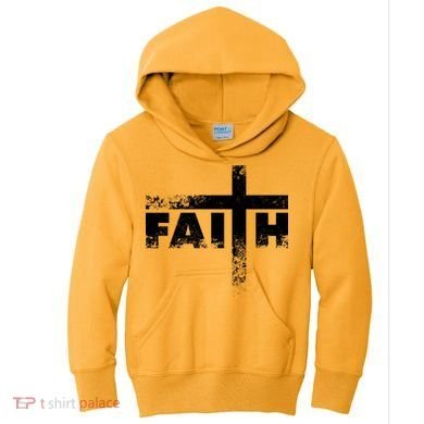 Distressed Faith Cross  Kids Hoodie