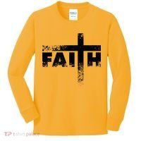 Distressed Faith Cross  Kids Long Sleeve Shirt thumb 0