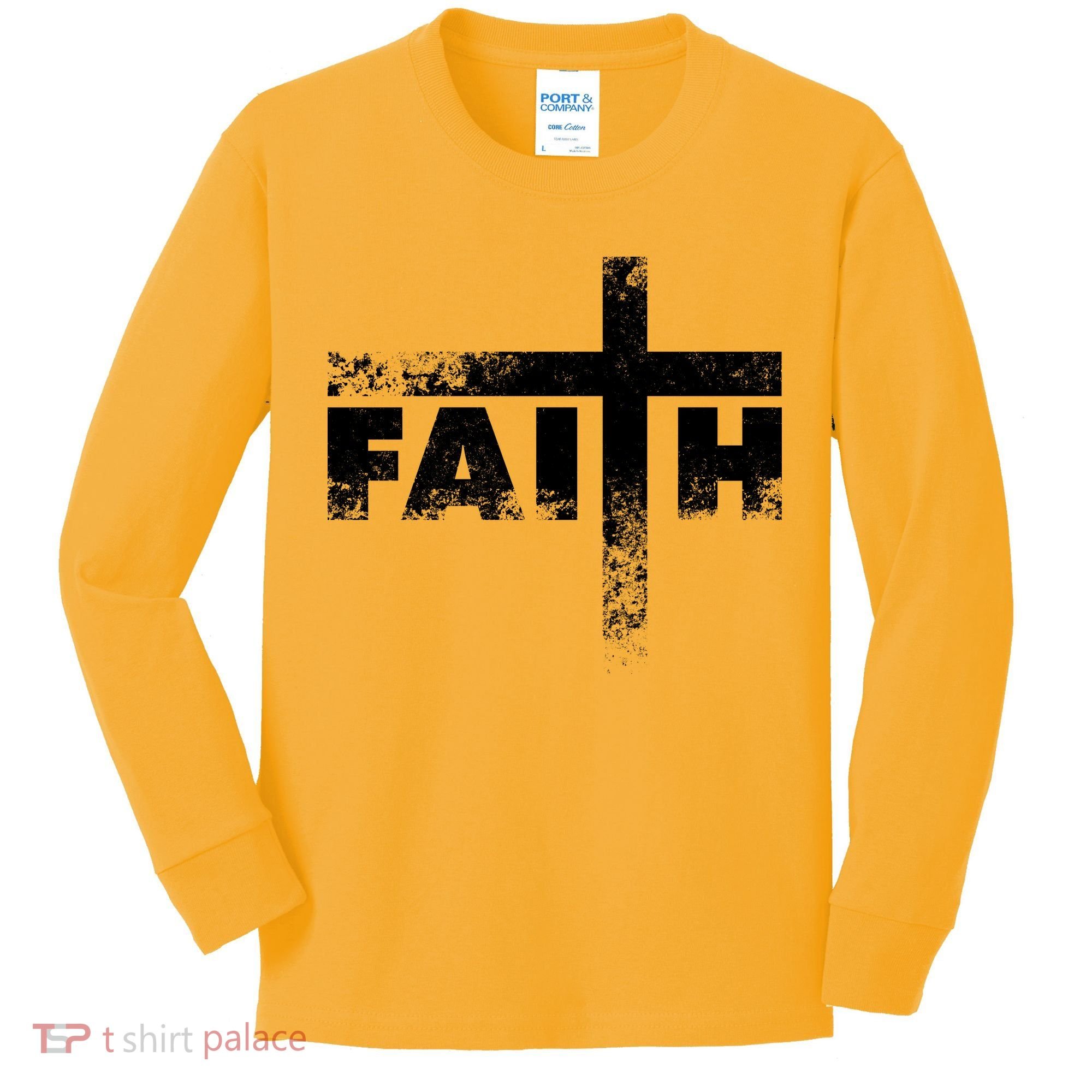 Distressed Faith Cross  Kids Long Sleeve Shirt