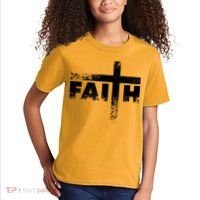 Distressed Faith Cross  Kids T-Shirt thumb 2