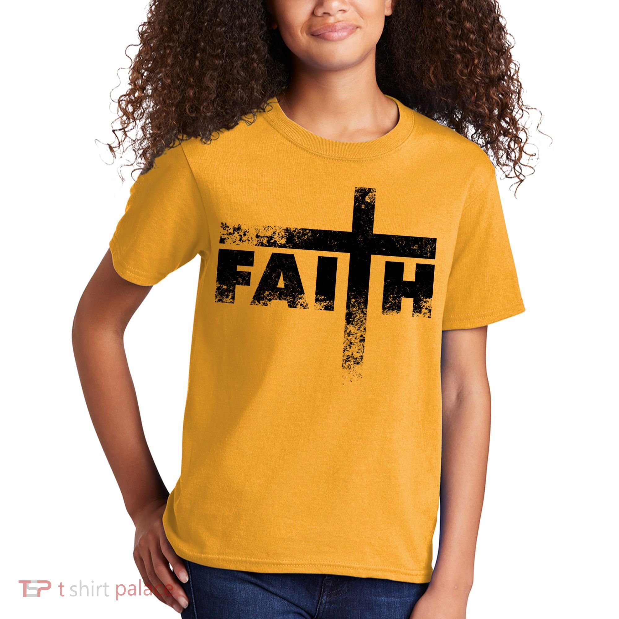 Distressed Faith Cross  Kids T-Shirt