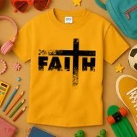 Distressed Faith Cross  Kids T-Shirt thumb 3
