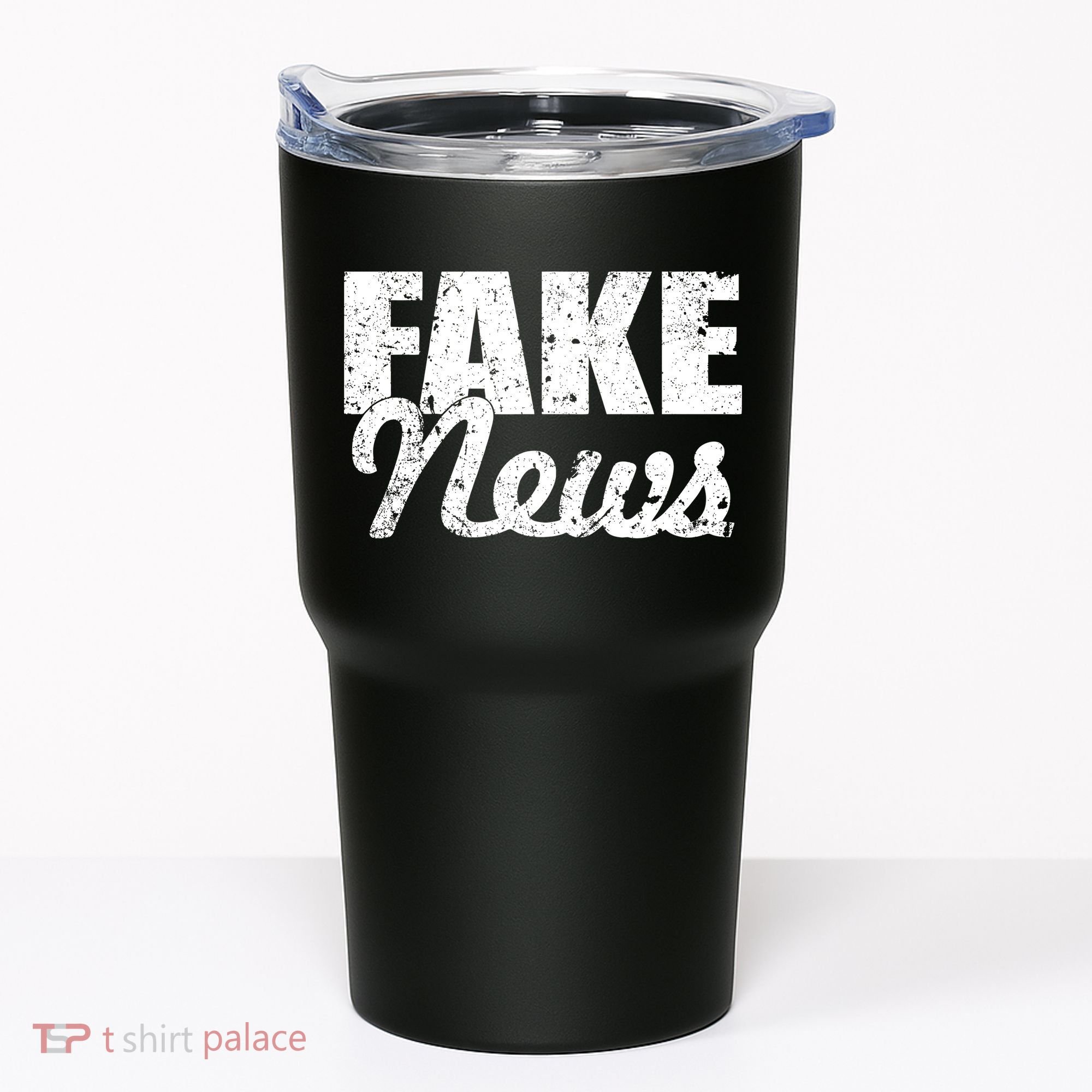 Distressed Fake News Logo Tumbler