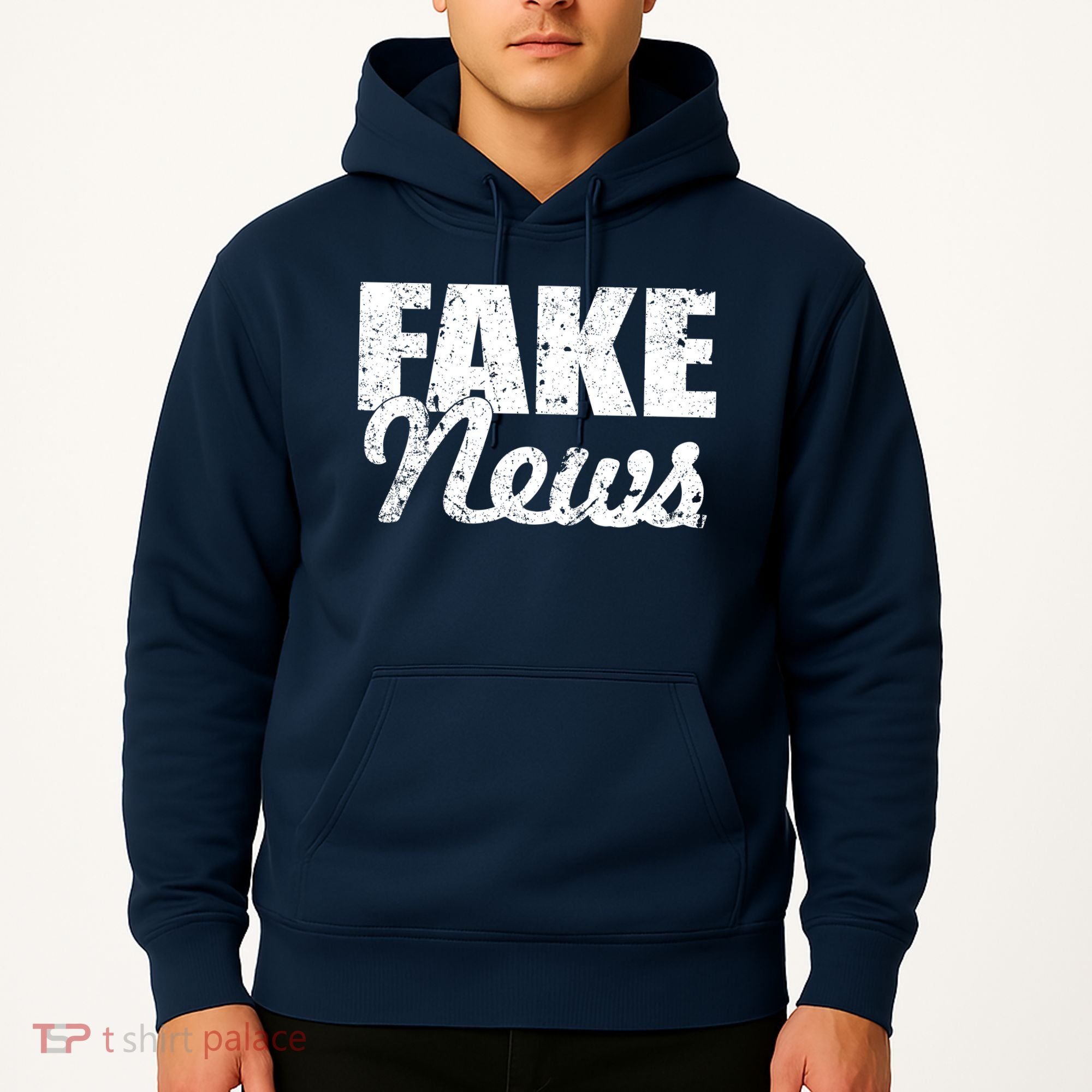 Distressed Fake News Logo Hoodie