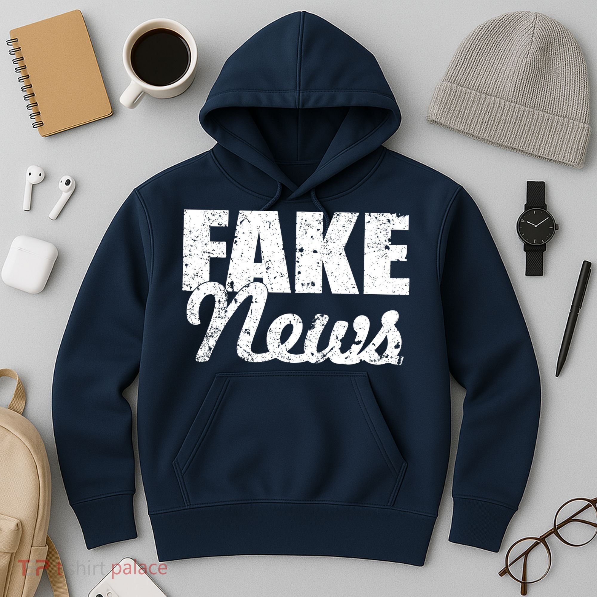 Distressed Fake News Logo Hoodie