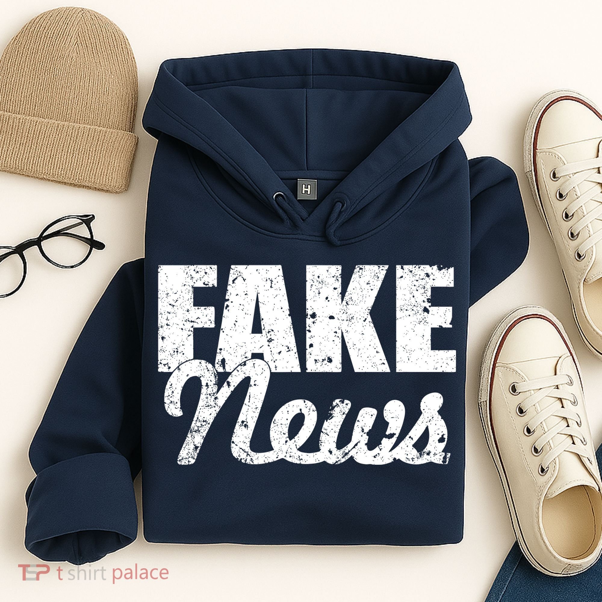 Distressed Fake News Logo Hoodie