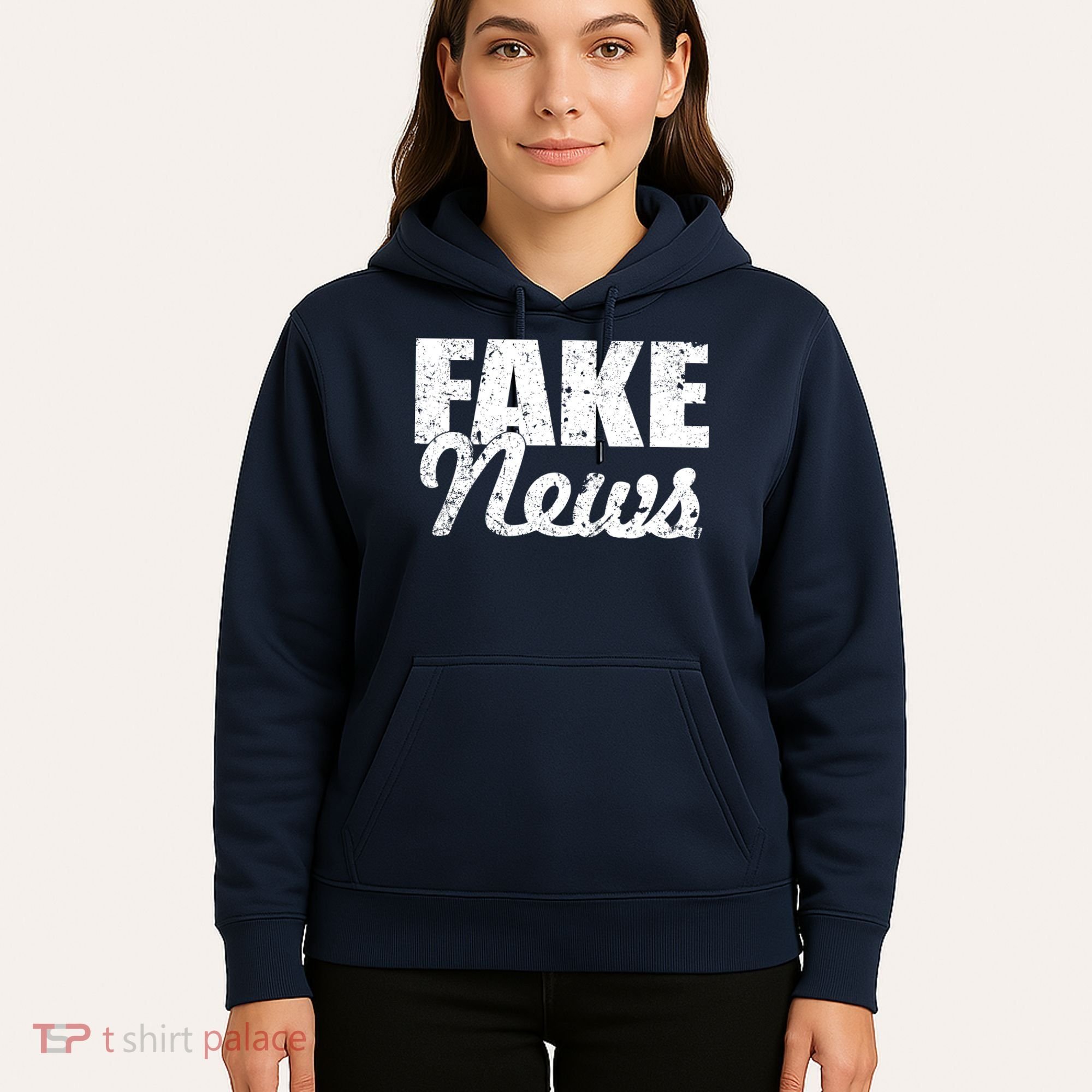 Distressed Fake News Logo Hoodie