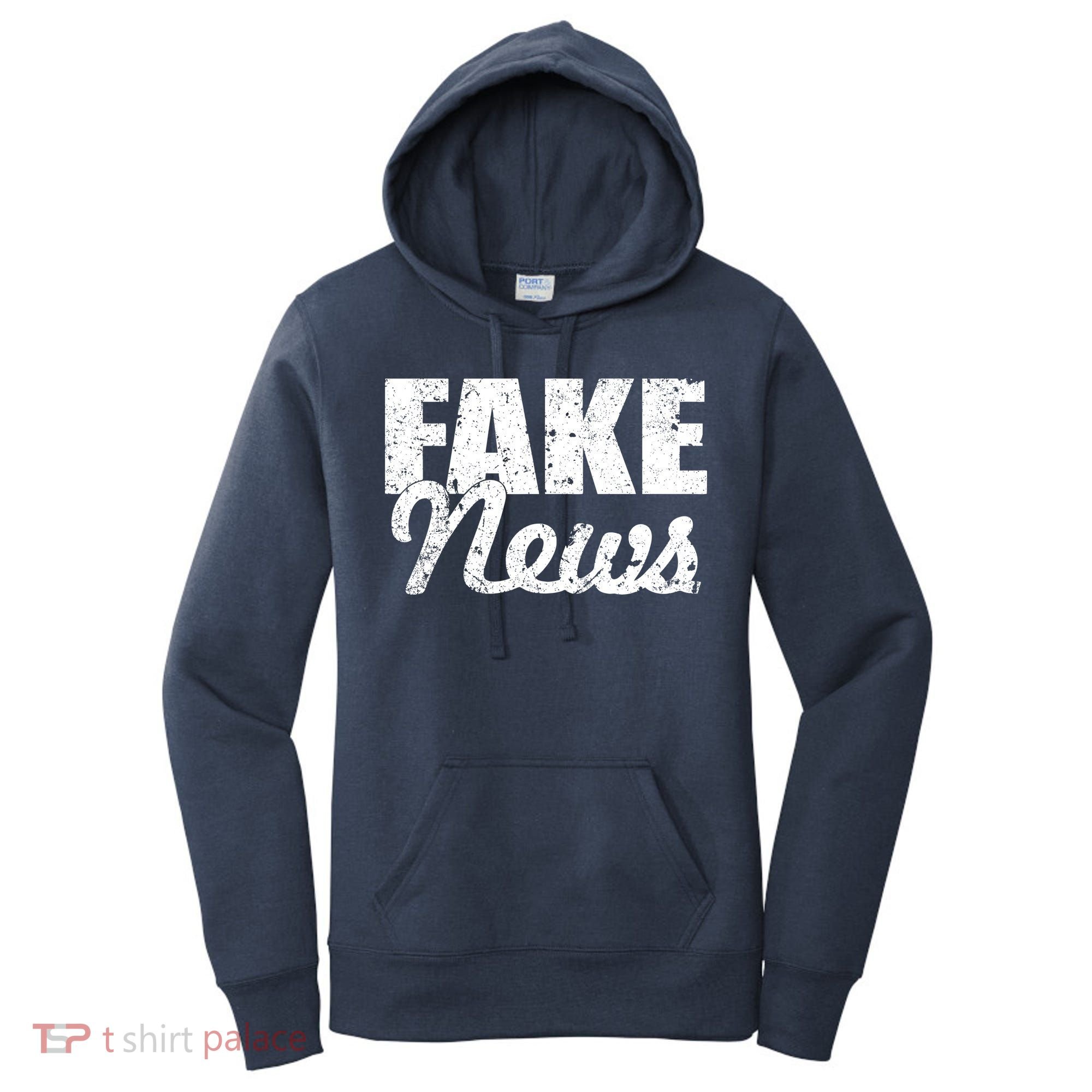 Distressed Fake News Logo Women's Hoodie