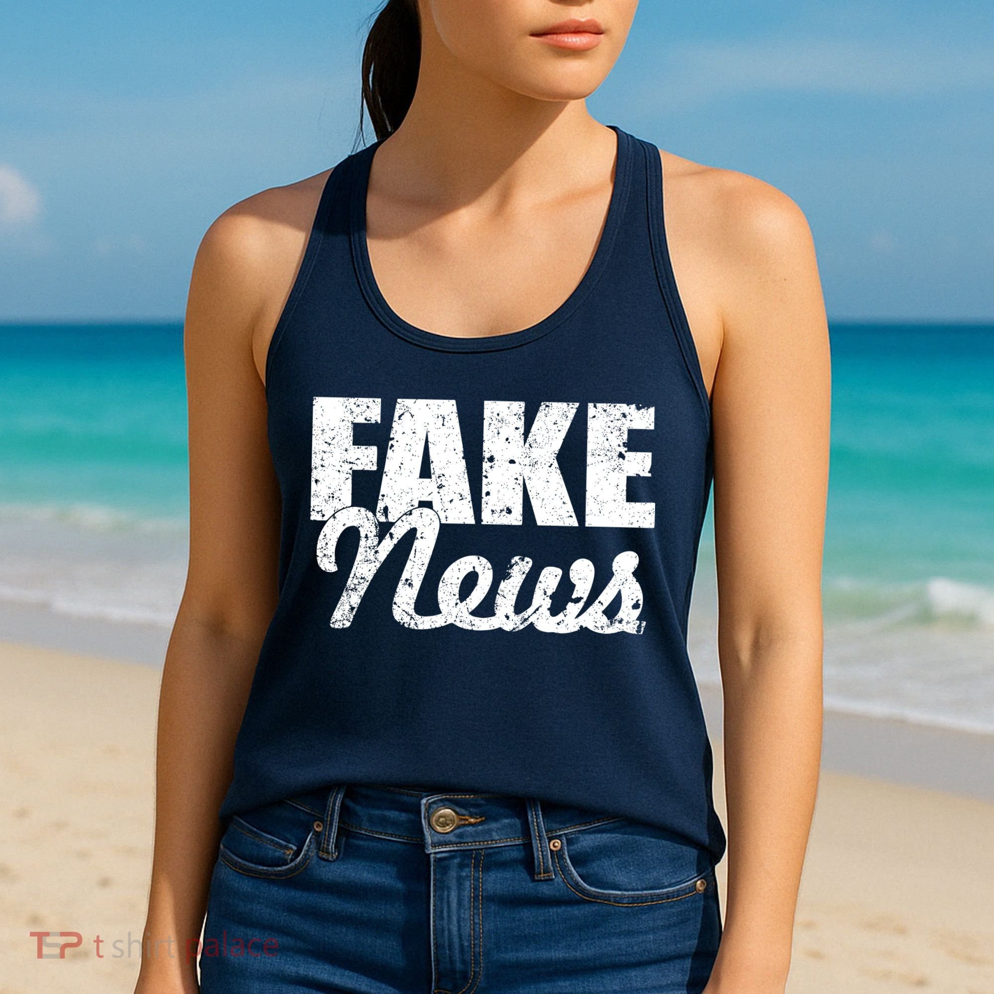 Distressed Fake News Logo Women's Tank Top