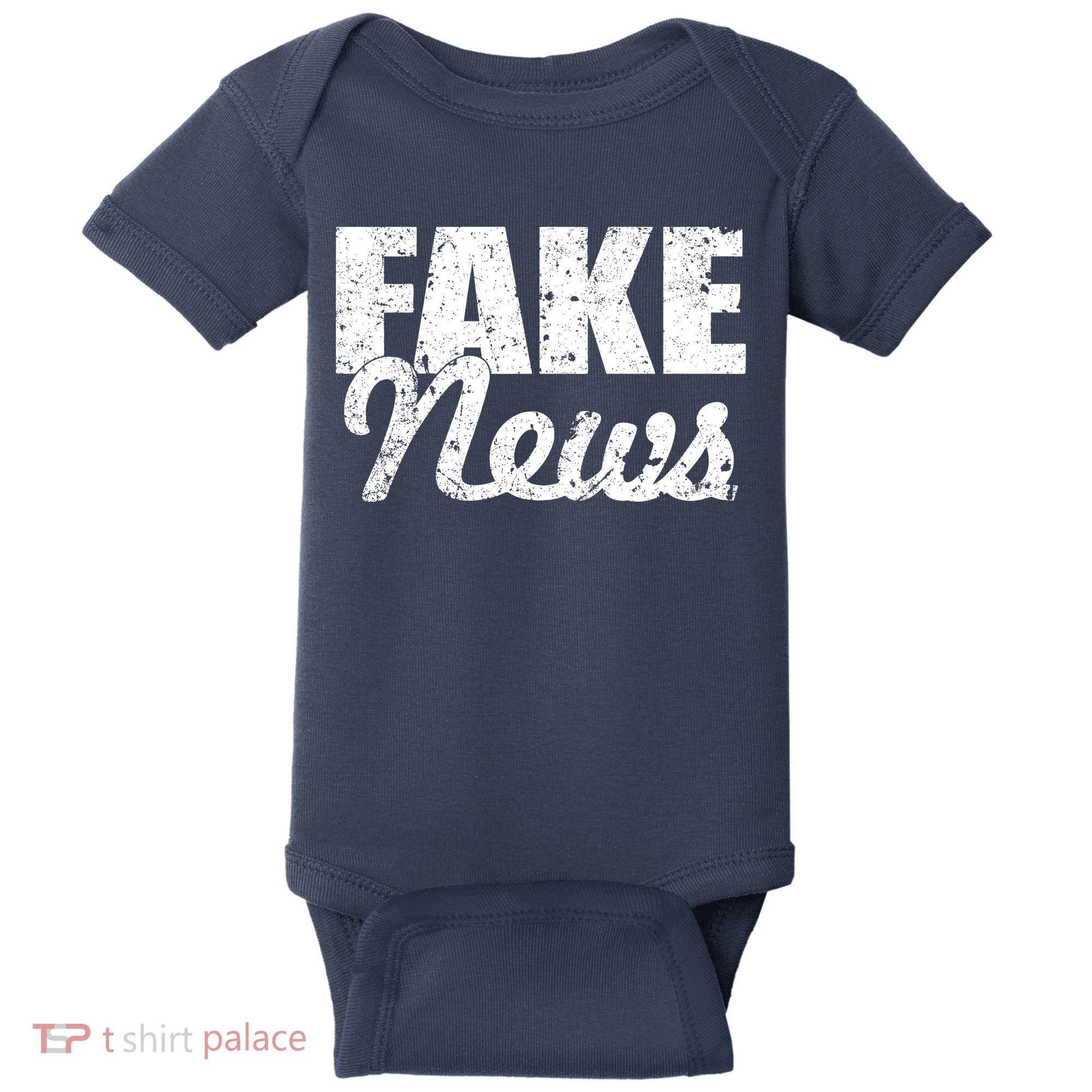 Distressed Fake News Logo Baby Bodysuit
