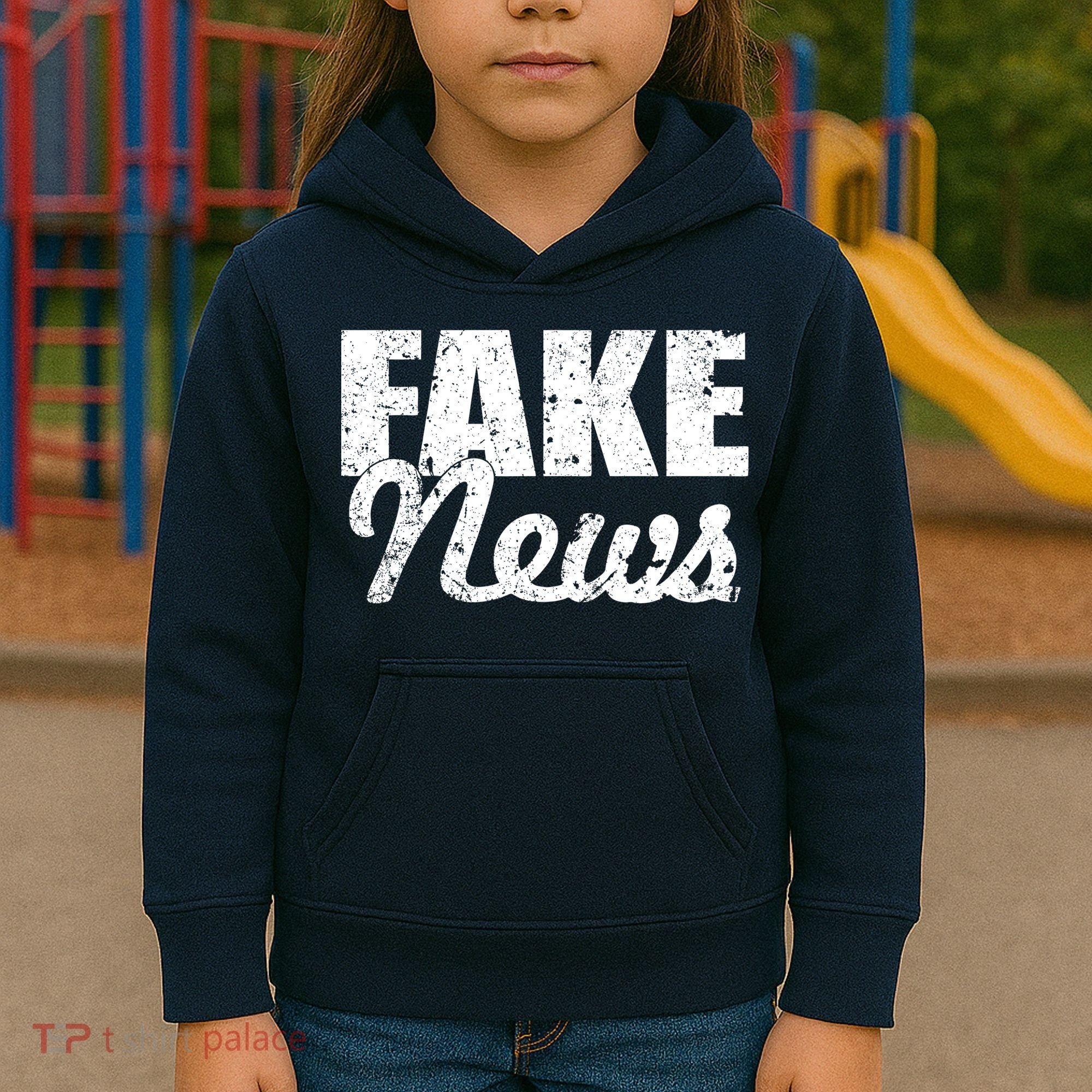 Distressed Fake News Logo Kids Hoodie