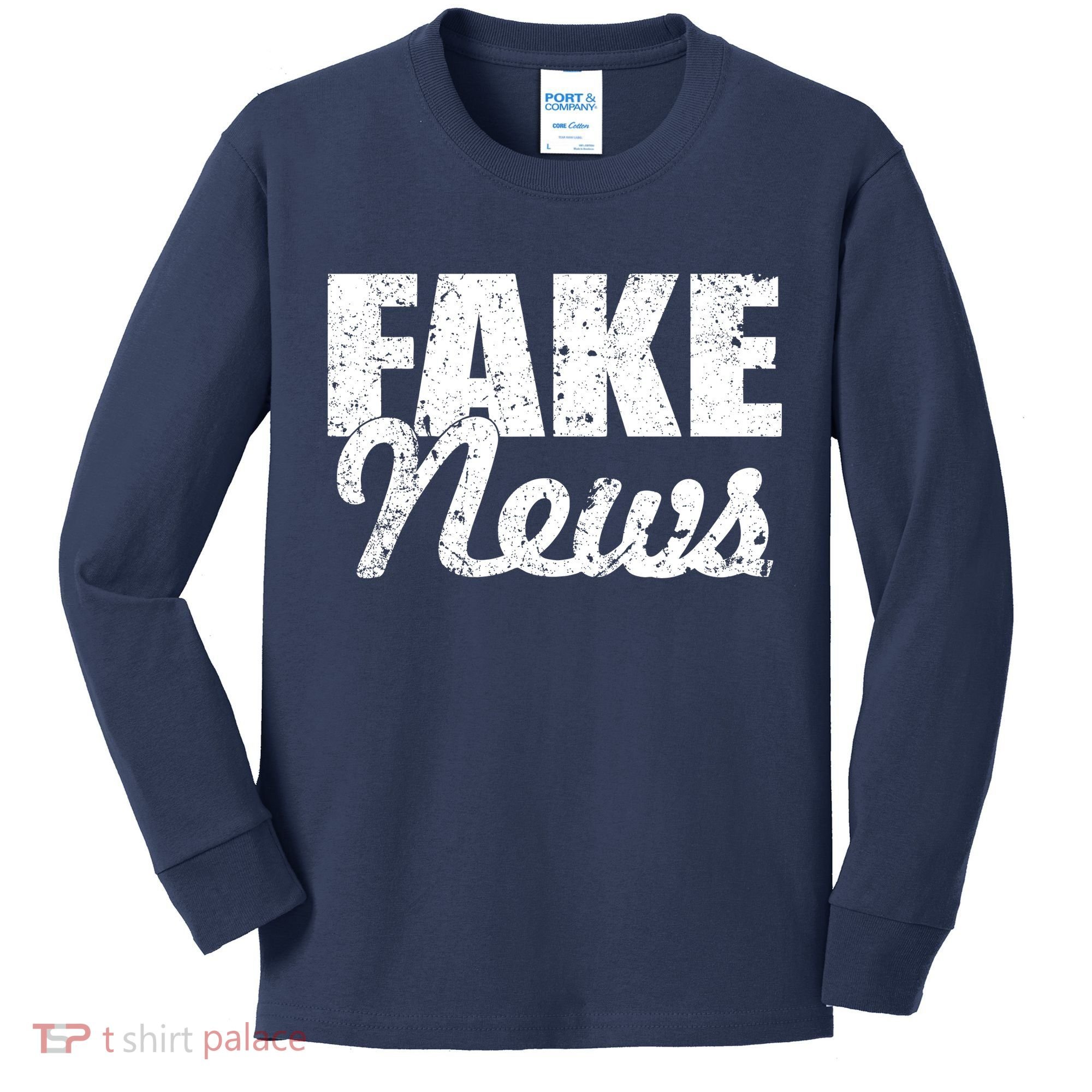 Distressed Fake News Logo Kids Long Sleeve Shirt