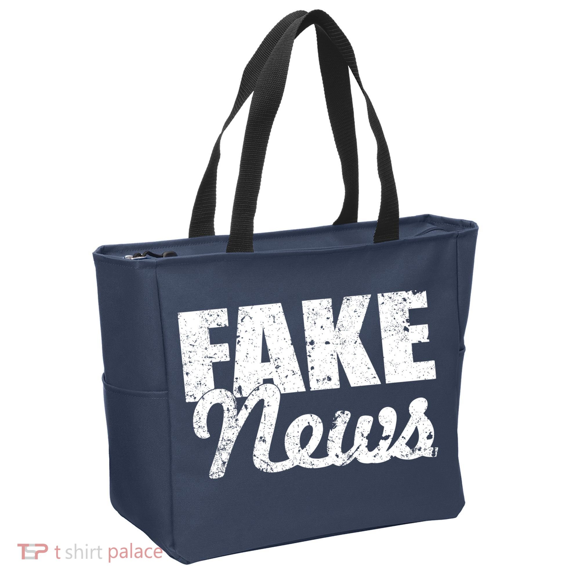 Distressed Fake News Logo Tote Bag