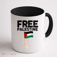 Distressed Free Palestine Waving Flag Coffee Mug thumb 1