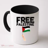 Distressed Free Palestine Waving Flag Coffee Mug thumb 0