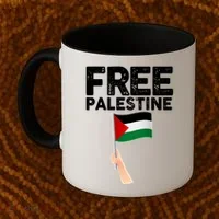 Distressed Free Palestine Waving Flag Coffee Mug thumb 2