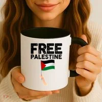 Distressed Free Palestine Waving Flag Coffee Mug thumb 3