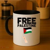 Distressed Free Palestine Waving Flag Coffee Mug thumb 4