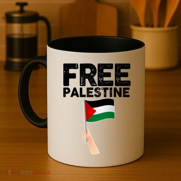 Distressed Free Palestine Waving Flag Coffee Mug