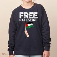 Distressed Free Palestine Waving Flag Women's Sweatshirt thumb 0