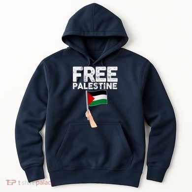 Distressed Free Palestine Waving Flag Hoodie