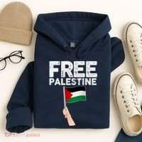 Distressed Free Palestine Waving Flag Hoodie thumb 4