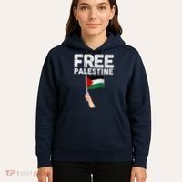 Distressed Free Palestine Waving Flag Hoodie thumb 5