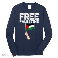 Distressed Free Palestine Waving Flag Long Sleeve Shirt thumb 0