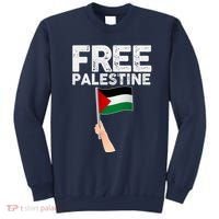 Distressed Free Palestine Waving Flag Sweatshirt thumb 0