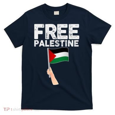 Distressed Free Palestine Waving Flag T-Shirt