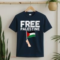 Distressed Free Palestine Waving Flag T-Shirt thumb 2