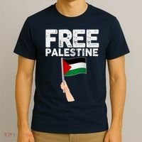 Distressed Free Palestine Waving Flag T-Shirt thumb 3