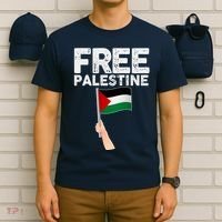 Distressed Free Palestine Waving Flag T-Shirt thumb 6