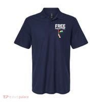 Distressed Free Palestine Waving Flag Polo thumb 0