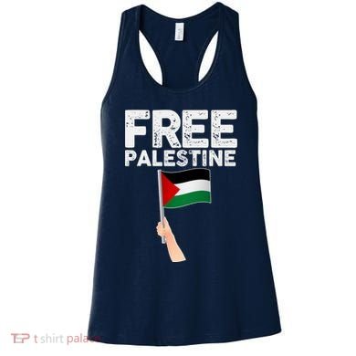 Distressed Free Palestine Waving Flag Women's Tank Top