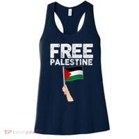 Distressed Free Palestine Waving Flag Women's Tank Top thumb 0
