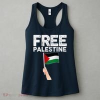 Distressed Free Palestine Waving Flag Women's Tank Top thumb 3