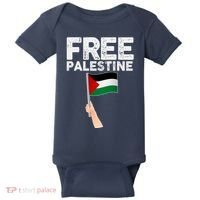 Distressed Free Palestine Waving Flag Baby Bodysuit thumb 0