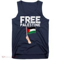 Distressed Free Palestine Waving Flag Tank Top thumb 0