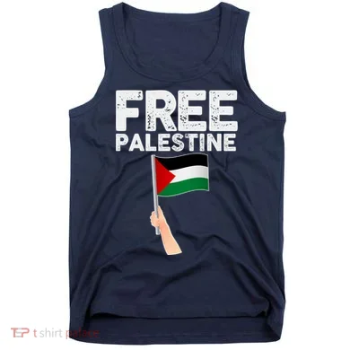 Distressed Free Palestine Waving Flag Tank Top