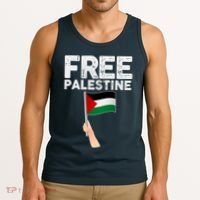 Distressed Free Palestine Waving Flag Tank Top thumb 3