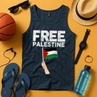 Distressed Free Palestine Waving Flag Tank Top thumb 4