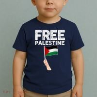 Distressed Free Palestine Waving Flag Toddler T-Shirt thumb 2