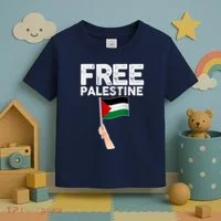 Distressed Free Palestine Waving Flag Toddler T-Shirt thumb 3