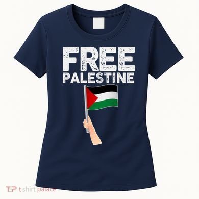 Distressed Free Palestine Waving Flag Women's T-Shirt